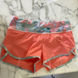 Lululemon plum peach speed shorts